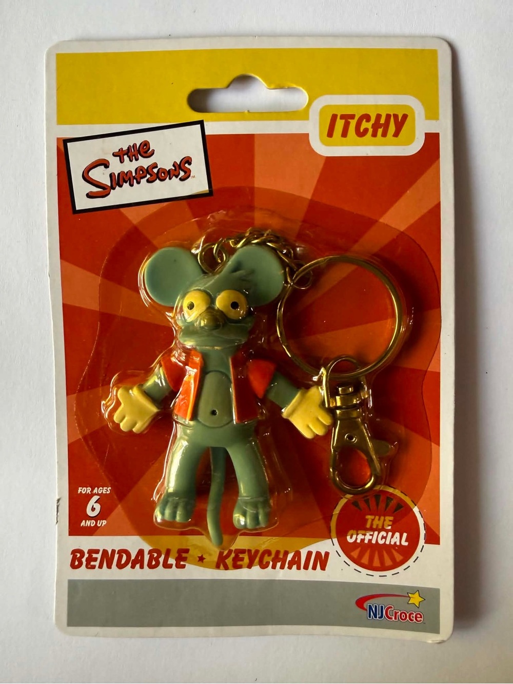 The Simpsons 2003 Itchy the Mouse Bendable Key chain NJ CROCE